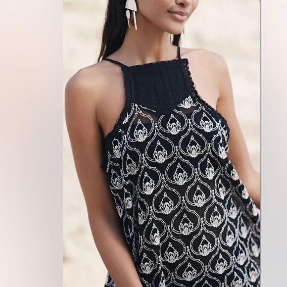 Anthropologie Sheer Embroidered Mini Dress Size S - Picture 2 of 6